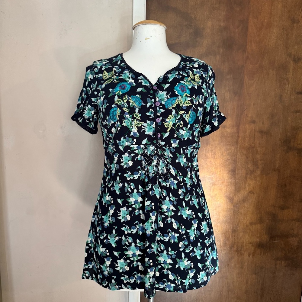 April Cornell embroidered Blouse floral cottage indie